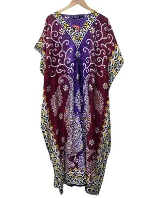 New Women Paisley Floral Print Polyester Kaftan Dress Free Size • £7.99