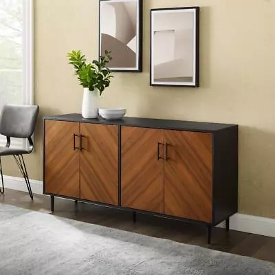 Hampton 58  Mid Century Modern Faux Bookmatch TV Stand - Acorn Bookmatch /... • $274.29