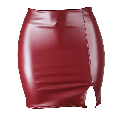 $10.52 • Buy Ladies PU Leather High Waist Skirt Bodycon Mini Skirt Short Pencil Party Skirts