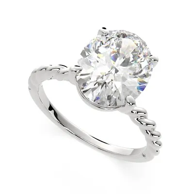 3 Ct Lab Created Oval Cut Solitaire Diamond Engagement Ring VVS2 G White Gold • $1
