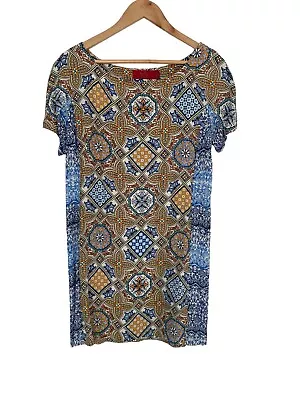 TIGERLILY Womens Size 10 Short Sleeve Solaire Mallorca Print Mini Dress • $22