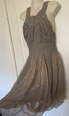Nicola Finett Dress Silk Linen Beige Size 8 • $27