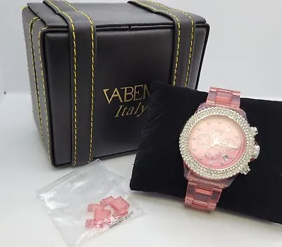 VABene Womens Rhinestone Pink Plastic Foldover Round Watch • $69