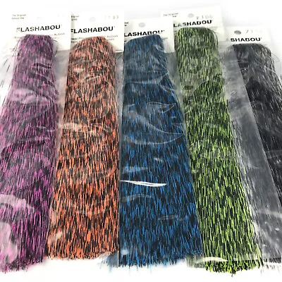 GRIZZLY BARRED FLASHABOU - Fly Tying Striped Flash Material Musky Bucktail NEW! • $6.99