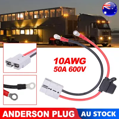 $22.25 • Buy Anderson Plug To Lead 50Amp10A Fuse M8 Terminal Connector Extension Cable 300mm