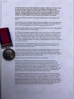 British MGS Military General Service Medal Samuel Wade 8th Foot Martinique POW • $11000