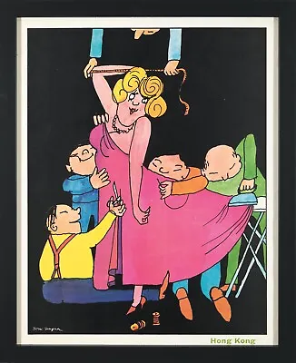 Original Vintage Poster Tomi Ungerer Air India Hong Kong  Travel  1969 FRAMED • $950