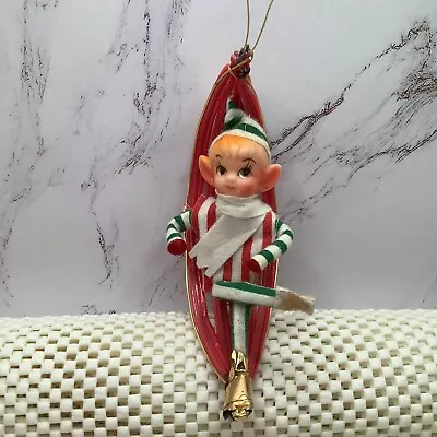 Vintage Pixie Elf On Swing Christmas Ornament 5” Height Japan • $19.99