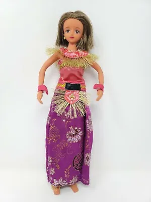 Takara Barefoot Brown Eyed Girl Doll In Exotic Purple Pink Gold Dress VTG 1999 • $24.99