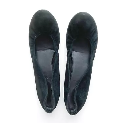 J Crew CECE Black Suede Ballet Flats Shoes Sz 8.5 Made In Italy 46198 • $24.95