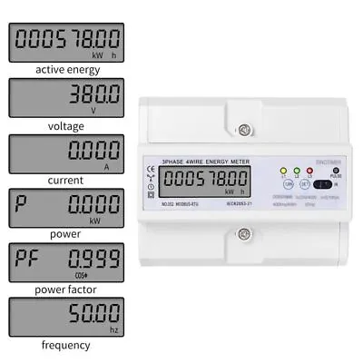 100A DIN Rail Energy Meter Digital Power Factor Monitor Voltage Current 3 Phase • $87.71