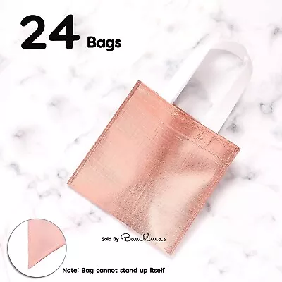 £12.95 • Buy 24 Pcs 8''x8'' Non-Woven Small Party Bags With Handle, Beautiful Shiny Rose Gold