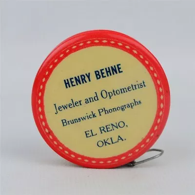 Vintage Celluloid Cloth Advertising 48  Measuring Tape El Reno OK Henry Behne  • $40