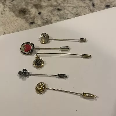 Lot Of 5 Vintage - Modern Lapel Stick Pins - Locket Strawberry Apple Flower • $14.99