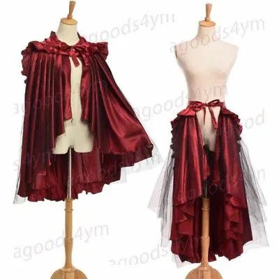 Renaissance Long Ruffle Bustle Waterfall Skirt/Cape Victorian SteamPunk Cape • $51.47