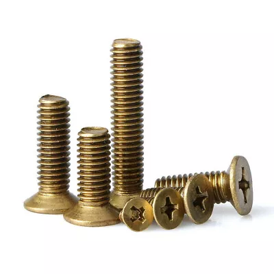 M2 M2.5 M3 M4 M5 M6 Solid Brass Countersunk Head Phillips Screws Machine Bolts • £1.68