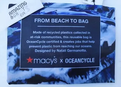 MACY'S Reusable Shopping Tote Bag Made From Recycled Plastic From The Ocean • $4.99