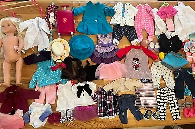 Lot Of Doll Clothes Accessories 18” Our Generation Shoes Outfit Hat Suitcase • $49.99