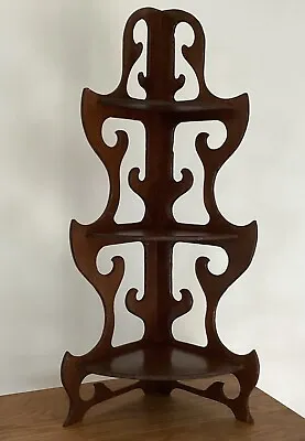 Vintage 3 Tier Victorian Wood Corner Hanging & Free Standing Fretwork Shelf • $29.95