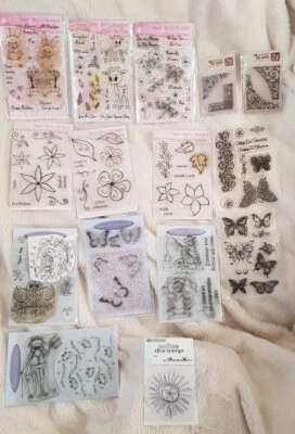 £9.99 • Buy CLEAR STAMP BUNDLE (15) Personal Impressions Butterflies, Bunnies, Deer Flowers 