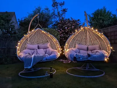 £449.99 • Buy Rattan Egg Swing Chair Garden Hanging Indoor Outdoor Patio Hammock Grey Cushions