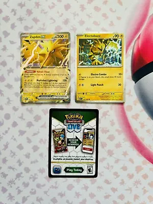 Zapdos EX & Electabuzz HD Cosmos Holo - SVP049 - Pokemon 151 - NM Plus Code Card • $2.98