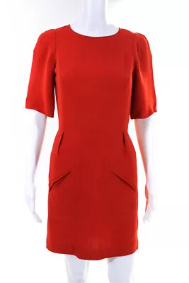 Stella McCartney Women's Short Sleeve Crewneck Pocket Sheath Dress Red Size S • $67.21