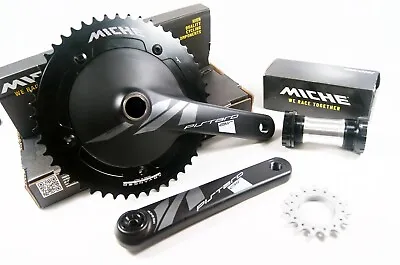 NEW Miche Pistard Air 49T 165mm Aero Track Crankset W/ Bottom Bracket & 15T Cog • $425