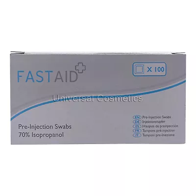 Fast Aid Pre-Injection Swabs 70% IPA Alcohol Wipes Piercing Tattoo Medical X 100 • £3.29