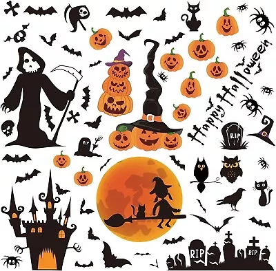 7 Sheets Halloween Window Stickers Decorations 109 PCS House Decor Windows UK • £4.97