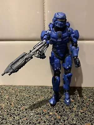 Halo Reach Spartan Warrior & Gun Figure Blue 15cm Loose Used Authentic • $34.99