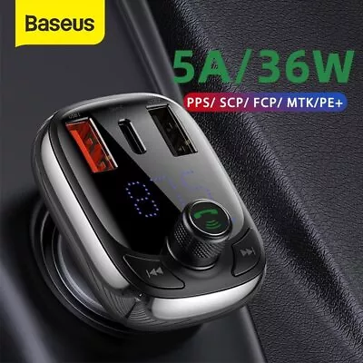 Baseus Bluetooth FM Transmitter USB Car Charger Radio Receiver MP3 Player Kit • $13.99