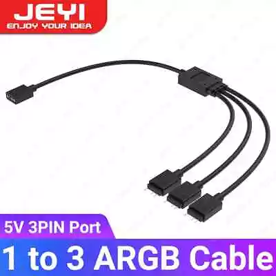 JEYI 1 To 3 ARGB Splitter Cable RGB Extension Cable For 3-pin ARGB Sync PC Fan • $4.74