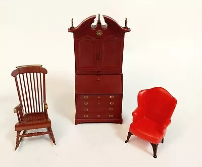 Marx Little Hostess Dollhouse Furniture Study Hutch Desk Rocking Chair Arm Chair • $20