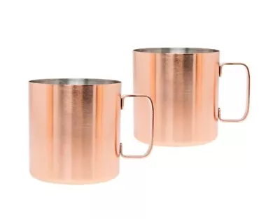 Our Table 18 Oz Stainless Steel Moscow Mule Mugs Cocktail Cup Copper 2 Piece Set • $11.99