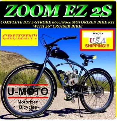 New 66cc 80cc Diy 2-stroke Motorized Bicycle Kit With 26  Cruiser Bike • $319.99