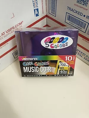 Memorex Music CD-R Cool Colors 10pk  40X 700MB 80 Min Recordable NEW SEALED • $13.06