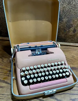 Vintage Mid Century Smith Corona Portable Silent Super PINK Typewriter W Case • $399.99