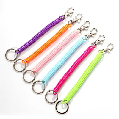 Spiral Key Chain Snap Belt Clip On Ring Elastic Stretch Coil Spring Keyring New • £2.94