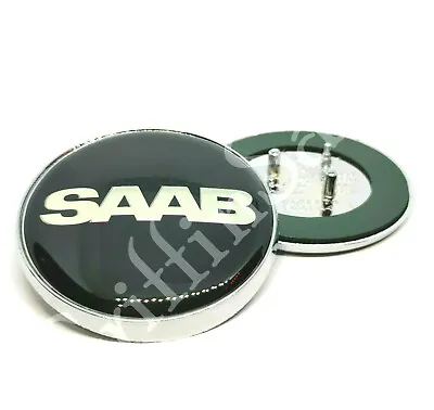 Saab Nevs Black Bonnet Hood Front Badge Emblem 93 95 9-3 9-5 12844161 3Pin Black • $13.25
