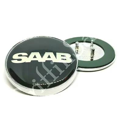 Saab Nevs Black Bonnet Hood Front Badge Emblem 93 95 9-3 9-5 12844161 3Pin SA016 • £8.99