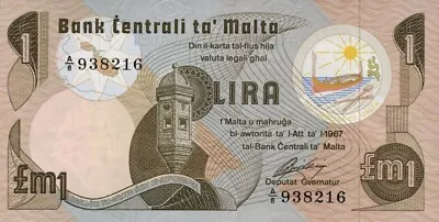 Malta P.34a 1 Lira 1967 (1979) (1) UNC • $37.29