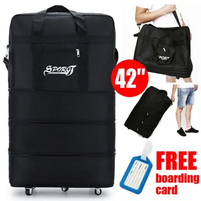 42  Extra Large Lightweight Luggage Trolley Suitcase Travel Bag Handbag 6 Wheels • £17.96