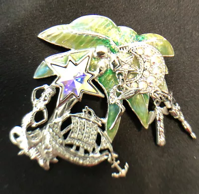 RARE Vintage Kirks Folly Palm Tree Fairy Mermaid Pin Brooch Silver Tone • $85.99