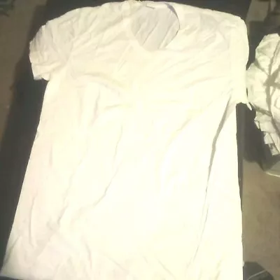 33 Brand New Mens Large White V-Neck T-Shirt 100% Cotton RESELLERS LOT! • $29.99