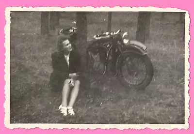 Latvia Lettland Motorcycle  Bmw  And Woman Vintage Photo 2194 • $3