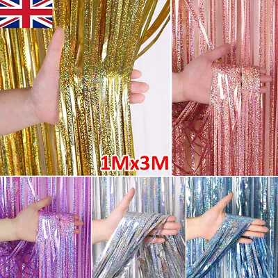 3m Foil Fringe Tinsel Shimmer Curtain Door Wedding Birthday Party Decorations • £1.79