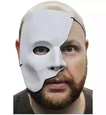 White The Phantom Of The Opera Erik Plain White Mens Costume Partial Face Mask • £16.06