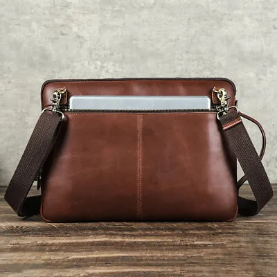 Genuine Leather Laptop Shoulder Bag For Macbook M3 M2 Air 13 Pro 14 13 Briefcase • £56.14