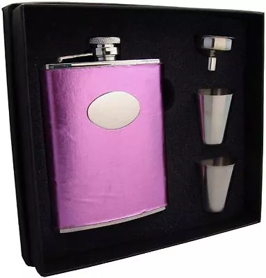 Visol VSET5002B-1300 Leatherette Stellar Flask Gift Set 6-Ounce Emma Pink • $23